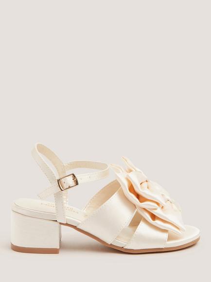 Monsoon Kids' Double Bow Block Heel Sandals, Ivory, Ivory