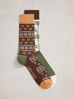 White Stuff Palm Tree Cotton Rich Ankle Socks, Pack of 2, Green/Multi, Green/Multi
