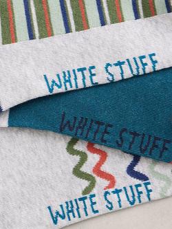 White Stuff Tropical Trainer Socks, Pack of 3, Green Teal - view 2, Green Teal