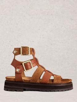 White Stuff Alexa Leather Gladiator Footbed Sandals, Brown Tan, Brown Tan
