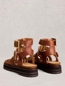 White Stuff Alexa Leather Gladiator Footbed Sandals, Brown Tan - view 2, Brown Tan