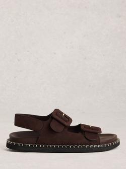 White Stuff Bailey Suede Footbed Sandals, Dark Brown, Dark Brown