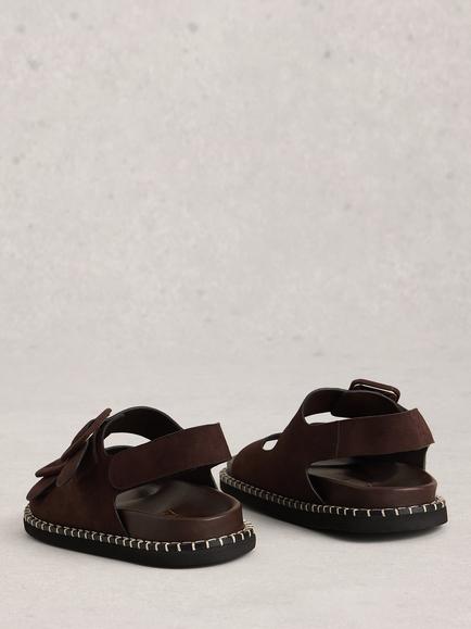 White Stuff Bailey Suede Footbed Sandals, Dark Brown - view 2, Dark Brown