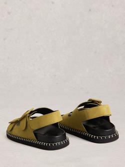 White Stuff Bailey Suede Footbed Sandals, Green Khaki - view 2, Green Khaki