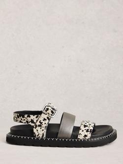 White Stuff Becky Suede Footbed Sandals, Black/Multi, Black/Multi