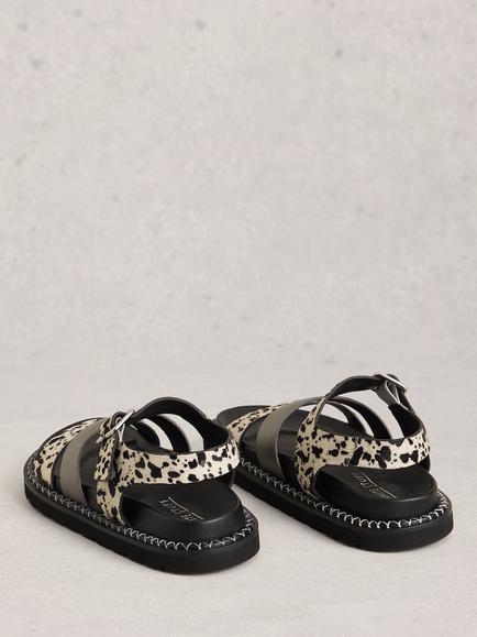 White Stuff Becky Suede Footbed Sandals, Black/Multi - view 2, Black/Multi