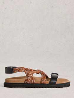 White Stuff Callie Leather Footbed Sandals, Black, Black