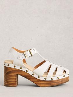 White Stuff Phoebe Leather Stud Detail Fisherman Clogs, White Ivory, White Ivory