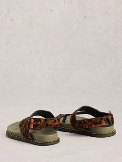 White Stuff Taylor Leopard Print Leather Footbed Sandals, Brown/Multi - view 2, Brown/Multi