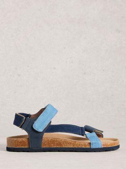 White Stuff Trek Patterned Strap Footbed Sandals, Blue, Blue