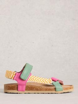 White Stuff Trek Strappy Footbed Sandals, Pink/Multi, Pink/Multi