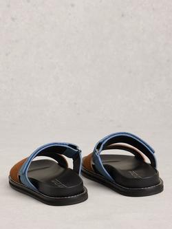 White Stuff Zoey Suede Footbed Mule Sandals - view 2, Blue/Multi