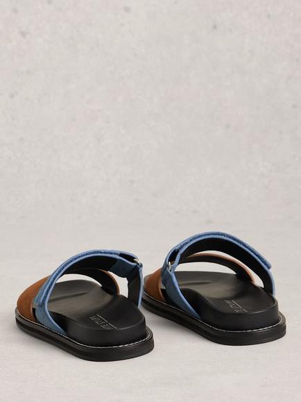 White Stuff Zoey Suede Footbed Mule Sandals - view 2, Blue/Multi