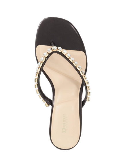 Dune London Mimis Leather Embellished Sandals, Brown - view 2, Brown
