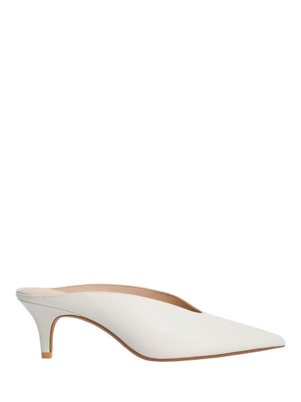Dune London Decisive Leather High Vamp Stiletto Mules, Ecru, Ecru