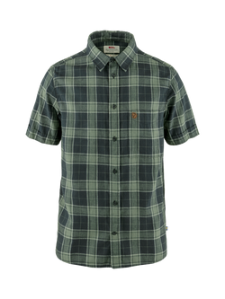 Fjällräven Övik Check Short Sleeve Shirt, Navy/Patina Green, Navy/Patina Green