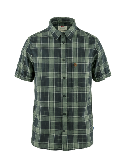 Fjällräven Övik Check Short Sleeve Shirt, Navy/Patina Green, Navy/Patina Green