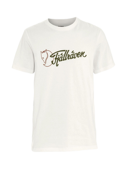 Fjällräven Archive Logo Print Crew Neck Cotton T-Shirt, Eggshell, Eggshell