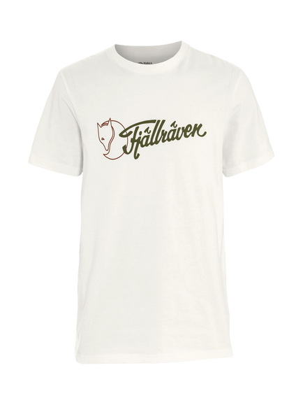 Fjällräven Archive Logo Print Crew Neck Cotton T-Shirt, Eggshell, Eggshell