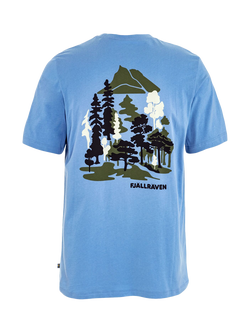 Fjällräven Swedish Forest Print Crew Neck Cotton T-Shirt, Ultramarine - view 2, Ultramarine
