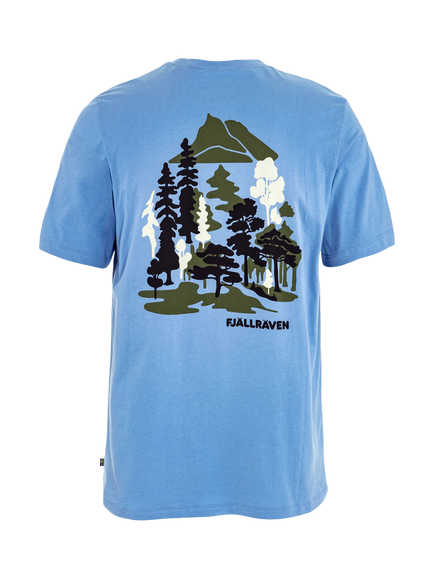 Fjällräven Swedish Forest Print Crew Neck Cotton T-Shirt, Ultramarine - view 2, Ultramarine