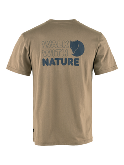 Fjällräven Walk With Nature Cotton Blend T-Shirt, Suede Brown - view 2, Suede Brown
