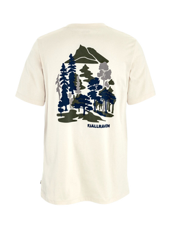 Fjällräven Swedish Forest Print Crew Neck Cotton T-Shirt, Chalk White - view 2, Chalk White