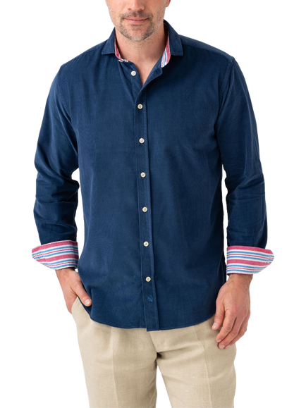 KOY Corduroy Shirt, Green Pine, Dark Blue
