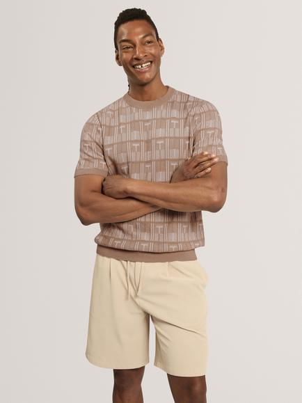 Ted Baker Jacquard Pattern T-Shirt, Taupe, Taupe