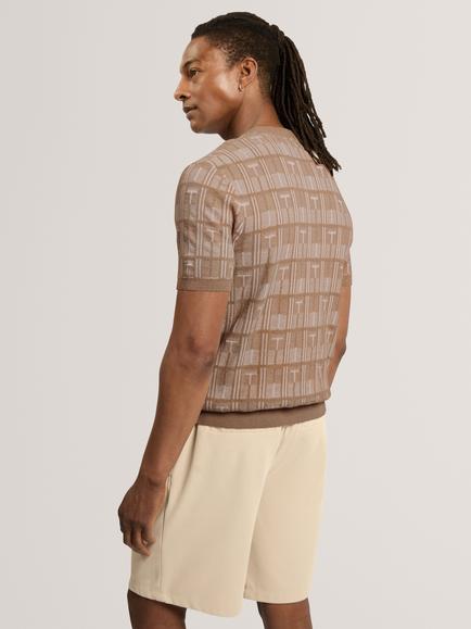Ted Baker Jacquard Pattern T-Shirt, Taupe - view 2, Taupe
