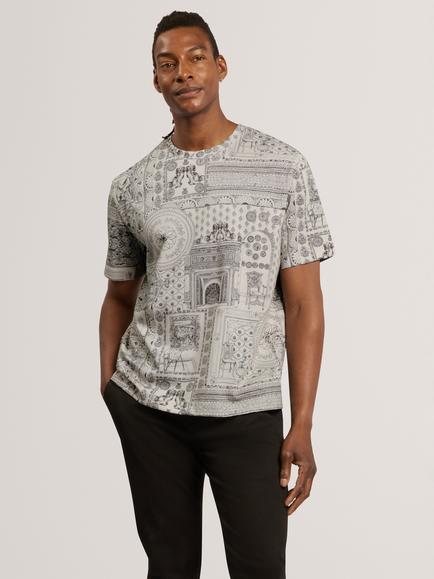 Ted Baker Cotton Print Relaxed T-Shirt, Ecru, Ecru