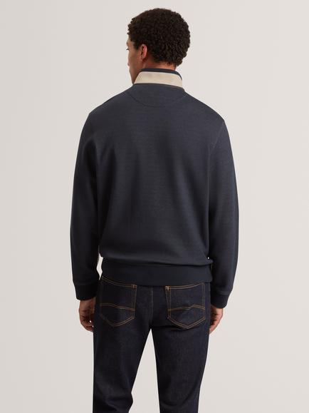 Ted Baker Cotton Blend Half Zip Polo Top, Taupe - view 2, Taupe