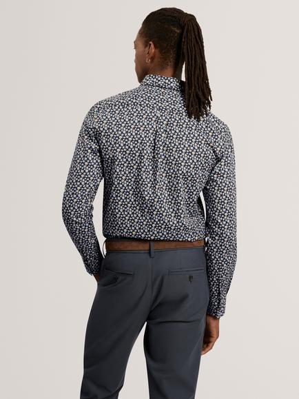 Ted Baker Cotton Ditsy Floral Shirt, Navy - view 2, Navy