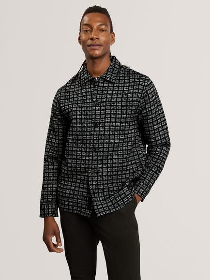 Ted Baker Cotton Rich Boucle Overshirt, Black, Black
