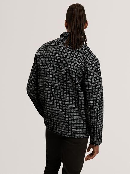 Ted Baker Cotton Rich Boucle Overshirt, Black - view 2, Black