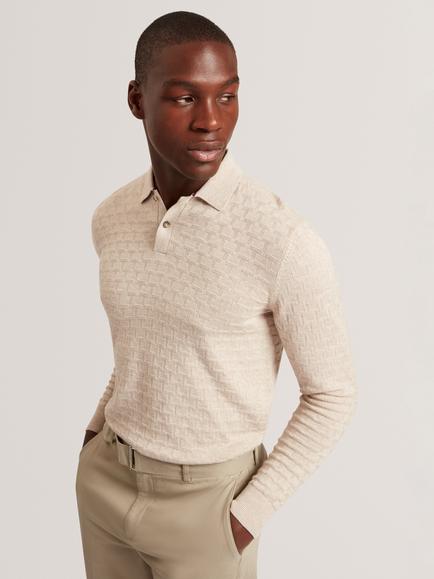 Ted Baker Cotton Rich Polo Shirt, Natural, Natural