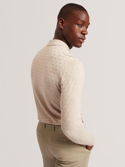Ted Baker Cotton Rich Polo Shirt, Natural - view 2, Natural
