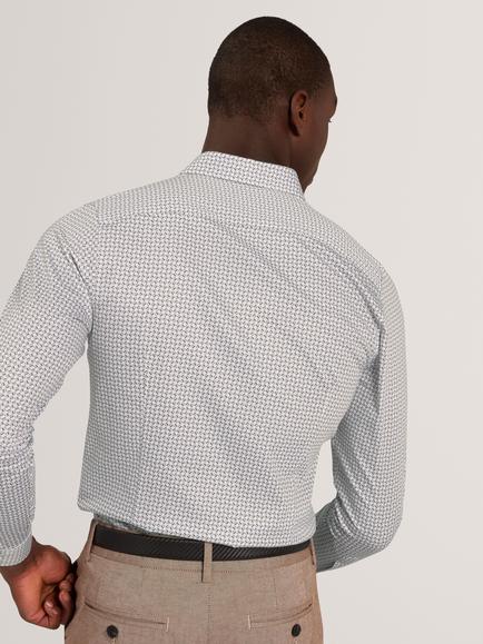 Ted Baker Stretch Cotton Slim Ditsy Geo Print Shirt, Stone - view 2, Stone