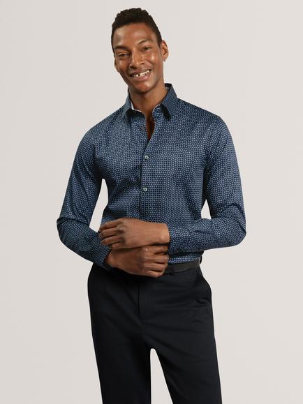 Ted Baker Stretch Cotton Ditsy Geo Print Shirt, Teal-blue, Teal-blue