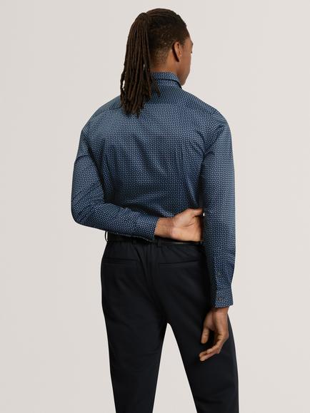 Ted Baker Stretch Cotton Ditsy Geo Print Shirt, Teal-blue - view 2, Teal-blue