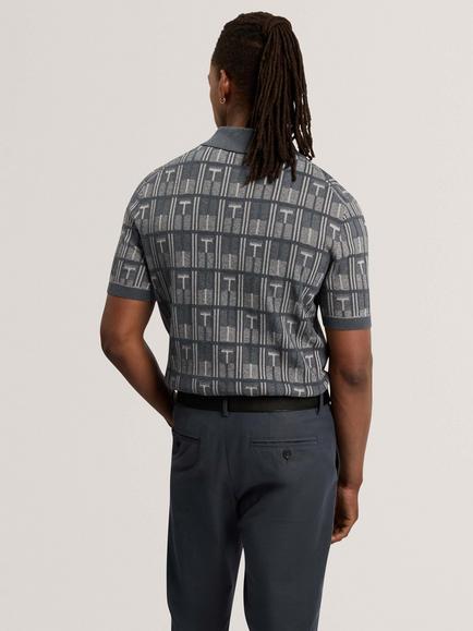Ted Baker Zip Neck Cotton Polo Shirt, Navy - view 2, Navy
