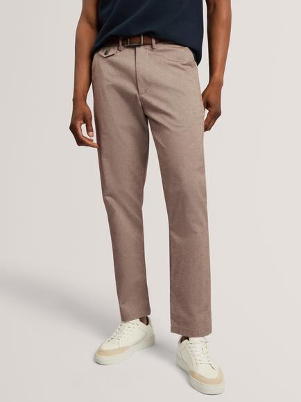 Ted Baker Stretch Cotton Slim Semi Plain Smart Trousers, Stone, Stone