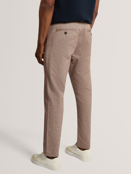 Ted Baker Stretch Cotton Slim Semi Plain Smart Trousers, Stone - view 2, Stone