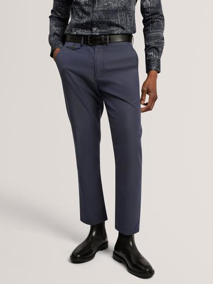 Ted Baker Stretch Cotton Slim Semi Plain Smart Trousers, Navy, Navy