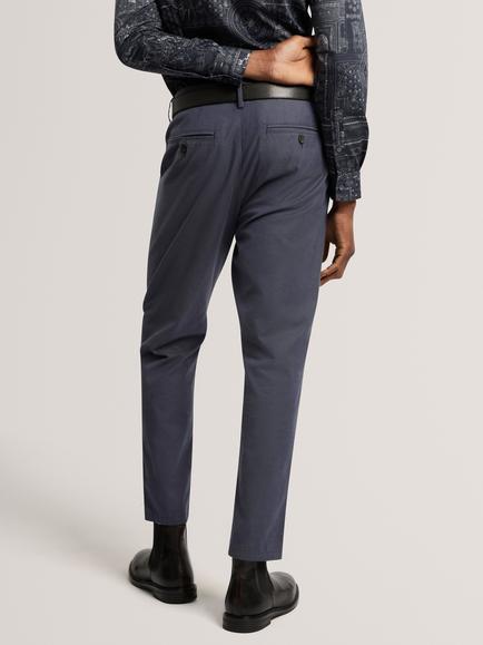 Ted Baker Stretch Cotton Slim Semi Plain Smart Trousers, Navy - view 2, Navy
