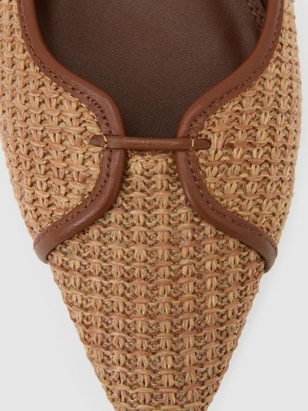 Reiss Evelyn Raffia Effect Pointed Toe Ballet Flats, Natural - view 2, Natural