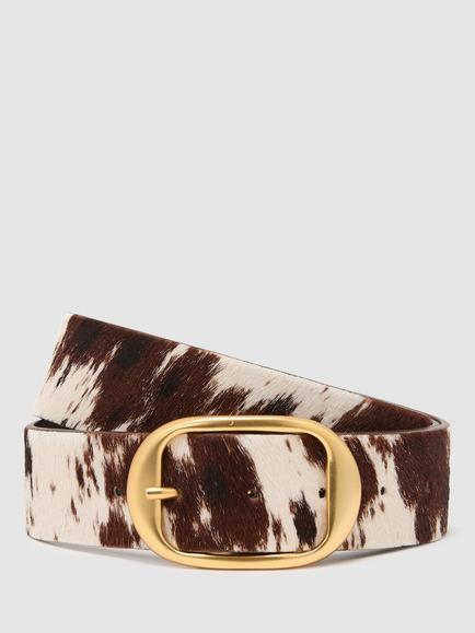 Reiss Athena Animal Print Leather Belt, Animal, Animal