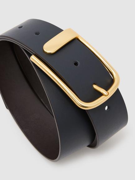 Reiss Iyla Half Keeper Buckle Leather Belt, Navy - view 2, Navy