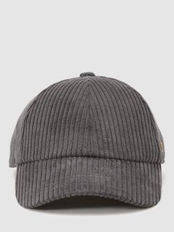 Reiss Caitlin Corduroy Baseball Cap, Charcoal, Charcoal