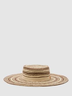 Reiss Tatiana Stripe Straw Hat, Natural, Natural